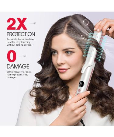 Professional 2-in-1 Curling Iron & Hair Straightener - Airflow Styler with 360 Cool Vents 5 Adjustable Temps Dual Voltage 15s Heat-Up for Salon Quality Curls & Waves - Buy Online on GoSupps.com