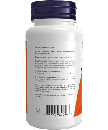 NOW - Glutathione 250mg 60 Vegetarian Capsules - Buy Online on GoSupps.com
