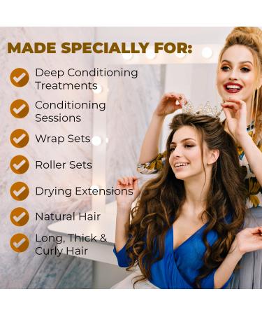 Adjustable Soft Hooded Hair Dryer Bonnet with 10 Silicone Curlers - Perfect for Drying, Styling, and Deep Conditioning - Fits All Head Sizes - Buy Online on GoSupps.com