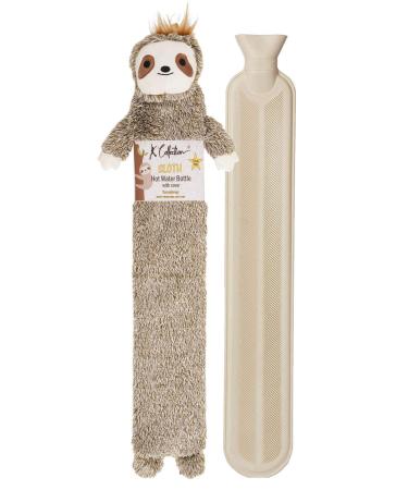 Extra Long Hot Water Bottle Super Soft Novelty Plush Cover Natural Rubber 2L Capacity 72cm Long Perfect for Pain Relief on Aches or Injuries (Sloth) Sloth - Multi Colour