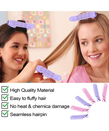 7 Piece Volumizing Hair Root Clip & Comb Set for Natural Fluffy Waves - Pink Purple - Buy Online on GoSupps.com