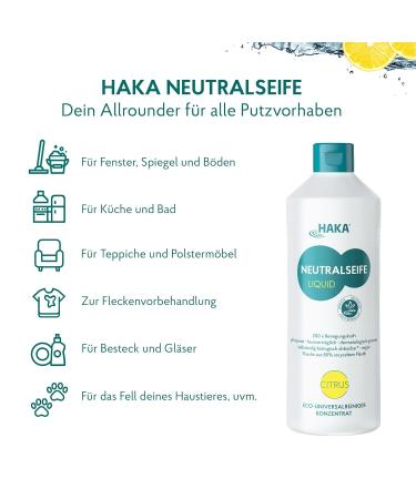 HAKA Neutral Soap Liquid Citrus Cleaner - pH-Neutral 200 Applications Long-Lasting Lemon Scent 1L All-Purpose International Shipping - Buy Online on GoSupps.com