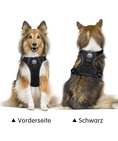 POPOTET Reflective Dog Harness - Soft Breathable Mesh Adjustable Padded Vest for Comfort (Black Large) | International Shipping - Buy Online on GoSupps.com