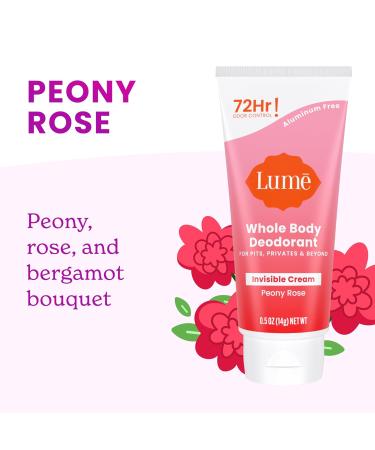 Lume Whole Body Deodorant - Mini Travel Size Invisible Cream Tube - Trial Size -72 Hour Odor Control - Doctor Developed - Aluminum Free Baking Soda Free - .5oz (Pack of 2) (Peony Rose) - Buy Online on GoSupps.com