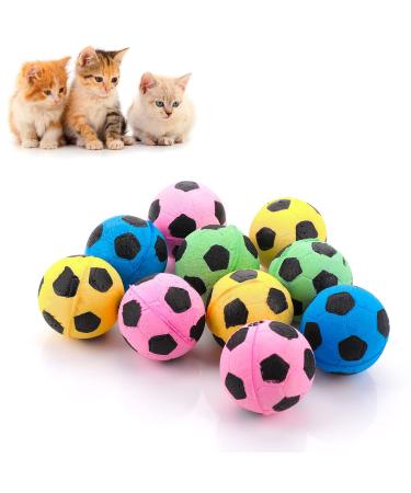 Molain Foam Sponge Balls Cat Toy 10 Pieces Soccer Cat Balls Large Cat Toy Balls Cat Play Toy Cats Interactive Ball Toy Indoor Outdoor 4 cm blue pink yellow green
