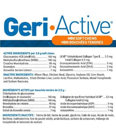 Geri-Active: Dog Joint Supplement for Small Dogs - 4 Month Supply with Glucosamine for Dogs UC-II and MSM - Tasty Soft Chew - Perfect Size for Small Dogs (120 Mini Soft Chews) - Buy Online on GoSupps.com