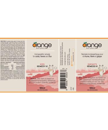 Orange Naturals - Remedy K1 for Kids - Formerly Cold+Flu for Kids - Gentle Relief for Cough & Dry Cough - 100ml Non-Drowsy Solution for Children - Buy Online on GoSupps.com