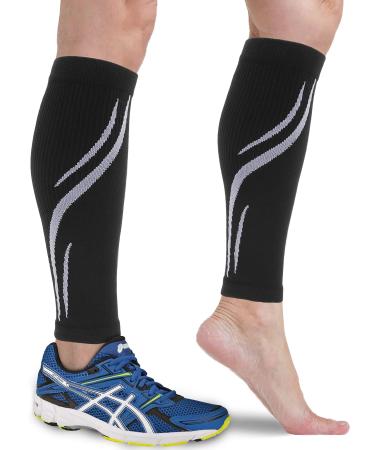 Keskale 2 Pairs Calf Compression Sleeves for Men & Women (20-30 mmHg)  Leg compression Sleeve Footless Compression Socks for Running  Varicose Veins & Shin Splint Relief  Black/Gray  L/XL 2pairs-black/gray Large-X-Large