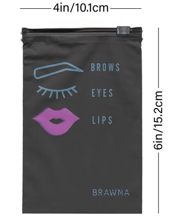 BRAWNA 70 pcs Eyebrow Microblading Aftercare Bags - Lip & Lash PMU Supplies - Mini Cosmetic Bags - Black 4x6in - 70pc - Buy Online on GoSupps.com