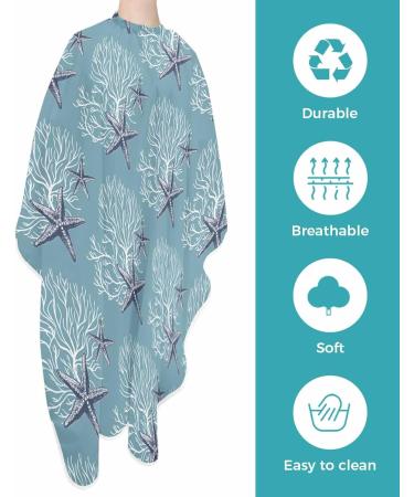 Buy Blue Starfish Barber Cape - Adjustable Hair Cutting Cape for All Ages | Coastal Nautical Salon Accessory 55x63 Inch - Buy Online on GoSupps.com