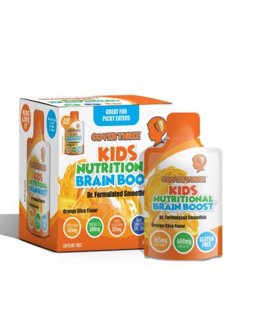 Kids Nutritional Brain Supplement- Boost Child Memory, Focus, Calmness- Support Brain, Immune, Vision, Heart Health- Omega Fish Oil DHA, Vitamin C, Turmeric, Resveratrol- Liquid Squeeze Pouch (1 Box)