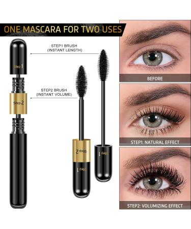 Mascara Black Volume and Length 4D Silk Fiber Waterproof Mascara Natural and Falsies Effect Lengthening Voluminous Full and Soft Mascara 5X Longer Smudge Proof for Short and Thin Lashes Eye Makeup 15 g (Pack of 1) - Buy Online on GoSupps.com