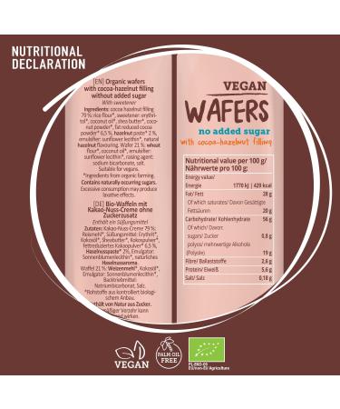  SUPER FUDGiO SUPER FUDGiO Organic waffles with cocoa and hazelnut cream without sugar or palm oil | Vegan snack without added sugar 4 x 30g (120g (1 piece) - Buy Online on GoSupps.com