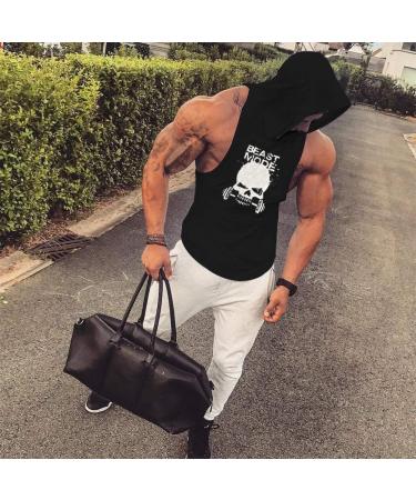SZKANI Men's Skull Print Sleeveless Fitness Vest Tank Top - Black (Single Dumbbell) - Buy Online on GoSupps.com