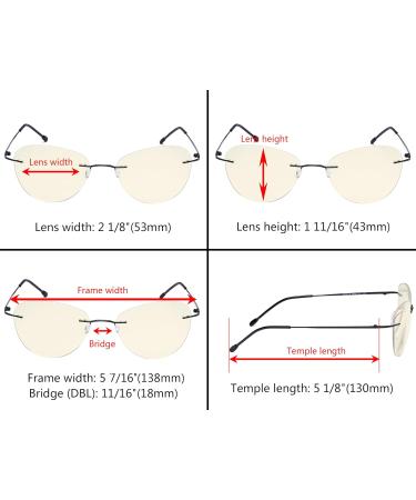 Eyekepper Rimless Progressive Multifocus Reading Glasses for Women - Blue Light Filter +3.00 Metallic Blue Grey Pilot Style - Buy Online on GoSupps.com