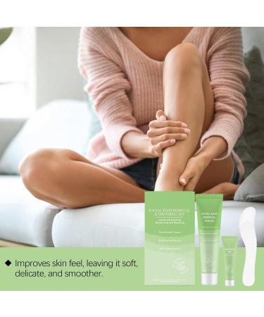 Facial Hair Removal Cream - Moisturizing 2 in 1 with Spatula - Facial Hair Removal Cream Kit for Daily Use Holidays Weddings Summer Travel Beach Brides Women Men - Buy Online on GoSupps.com