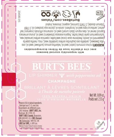 Burt's Bees Lip Shimmer Champagne 0.09 oz - Pack of 6 | Natural Lip Color with Nourishing Ingredients - Buy Online on GoSupps.com