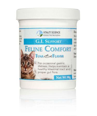 Vitality Science Feline Comfort for Cats | Maintains a Healthy Intestinal Tract and Proper Gut Flora | Restores Gastric Stability, Helps with Vomiting and Diarrhea | 100% Additive Free  Seafood 98g