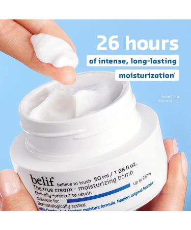 Belif The True Cream Moisturizing Bomb | Intensive 26-Hour Hydration Face Moisturizer | Soothing & Nourishing Cream with Panthenol, Comfrey Leaf & Oat Extract | 1.70 Fl Oz | For Dry & Sensitive Skin - Buy Online on GoSupps.com