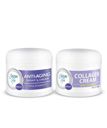 CARSON LIFE Day & Night Kit (Collagen Beauty Cream With Vitamin E, Anti Aging Night Cream) 4 Oz - Marvelously Rejuvenate Skin & Prevent Wrinkles - Keep Your Skin and Face Healthy - Made in the USA