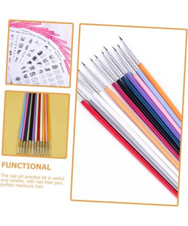1 Set manicure exercise book nail art nail art drawing stencil nail art manicure tool nail kits nail art practice templates for beginner painted wooden eyeliner brush - Buy Online on GoSupps.com