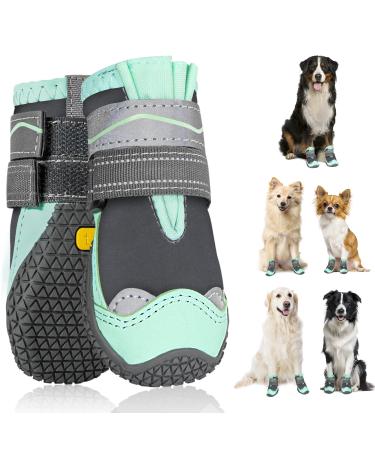 Slowton dog shoes Paw protection 2 pieces of waterproof dog shoes outdoor with non-slip sole reflective Velcro fastener Dog boots for small medium-sized dogs winter (green size 8) size 8: width 7.5 cm K.gr n-water density (2 pieces)