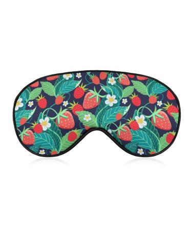 Bright Strawberries and Berries Sleep Mask for Women Adjustable Sleeping Eye Shades Cover with Elastic Strap