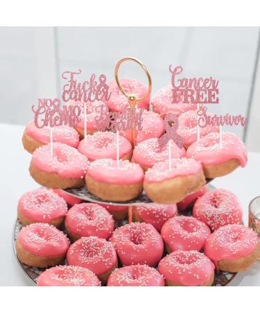 Cancer-Free Themed Cupcake Toppers Set of 18 - Cancer Warrior Party Cancer Party for Cancer Survivors Breast Cancer Awareness Pink Glitter Ribbon No Mo Chemo Decoration - SugarGera Rose Powder - Buy Online on GoSupps.com