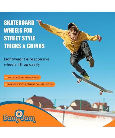 52mmX30mm Skateboard Wheels (4 Pcs) | 100A Hardness Street Skateboarding Wheels with ABEC-7 Bearing | Professional Grade White Wheels for Tricks and Grinds - Buy Online on GoSupps.com