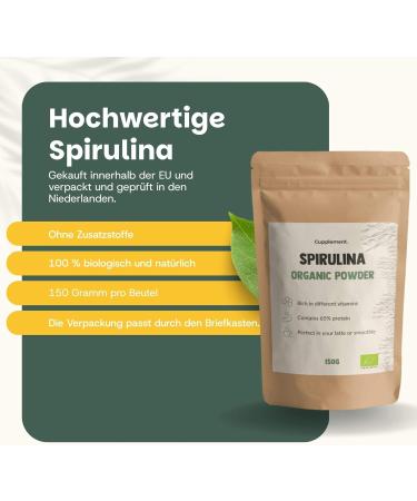  Cupplement Cupplement - Spirulina 150 Grams - Organic - Free Scoop - High Quality Powder - Buy Online on GoSupps.com