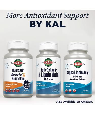Kal Alpha Lipoic Acid 100mg - Vegan Gluten-Free Dietary Supplement | 60 Capsules for Energy Metabolism | Laboratory Tested | Non-GMO - Buy Online on GoSupps.com