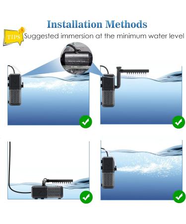 AQQA 600L/H Adjustable Aquarium Sponge Filter - 6W Quiet Pump for Tanks up to 200L - International Shipping - Buy Online on GoSupps.com