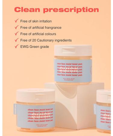 Hydrating Clean Face Moist Toner Pads - Alcohol-Free Soothing and Cooling | 60 Hypoallergenic Multi Pads for Glowing Skin - Buy Online on GoSupps.com