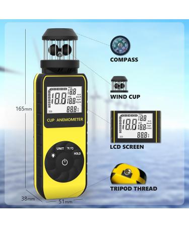 High Accuracy Surlaba Digital Wind Meter - XF-881M Cup Anemometer for Sailing Surfing & Drones | Max/Average Wind Speed & Temperature Measurement - Buy Online on GoSupps.com
