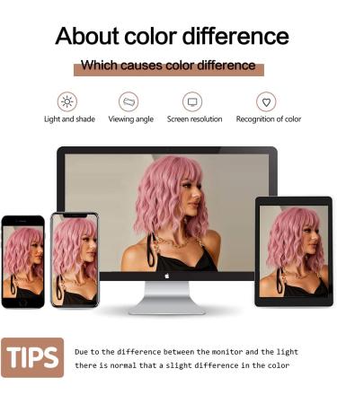 Esmee Short Wave Pink Bob Wig | Shoulder Length Curly Wavy Synthetic Cosplay Wig for Women 12 Inches - Pack of 1 - Buy Online on GoSupps.com