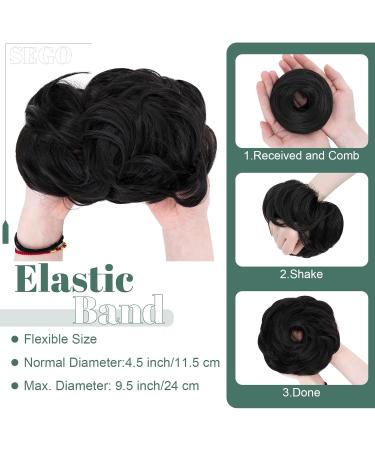 Buy SEGO Large Bun Hairpiece with Elastic Band | Natural Black Hair Extensions for Women - Ponytail Braid & Hair Tie (55g) | International Shipping - Buy Online on GoSupps.com