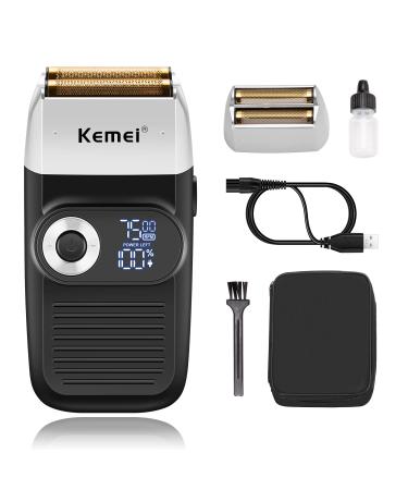 Kemei Foil Shavers for Men Electric Razor with Bald Trimming Cordless Electric Shavers with LED Display 2 in 1