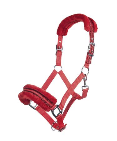 HKM nylon halter -Glitter- with polar fleece padding red Pony Red Pony