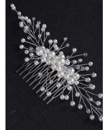 Deniferymakeup Pearl Hair Comb Wedding Hair Comb Pearl Hair Piece Headpiece for Brides Bridal Bridesmaids Crystal Hair Comb for Wedding Hairstyles - Buy Online on GoSupps.com