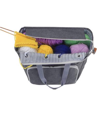 Luxja Small Knitting Tote Bag - Yarn Storage for Projects, Needles, Hooks & Accessories (Gray) - Buy Online on GoSupps.com