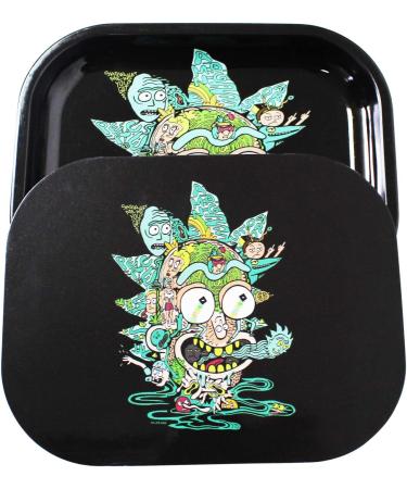 Mini Metal Rolling Tray with Magnetic Lid and Spill Proof Cover - Cute Decorative Tray - 7x5.5 Black - Buy Online on GoSupps.com