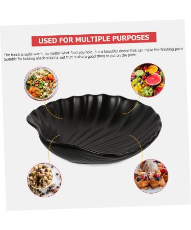 BESTonZON Salad Plate Decor for Kitchen Decoration for Living Room Shell Shaped Plate Home Decor Plate Kids Food containers White Salad Bowls Serving Bowl Ceramic Serving platters Snack Case Black 16.3X15.5X3.5CM - Buy Online on GoSupps.com
