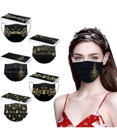 50 Pack Christmas Santa Claus Face Masks - 3-Layer Disposable Mouth & Nose Protection with Holiday Motif - Black Printed Bandanas for Men - International Shipping Available - Buy Online on GoSupps.com