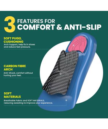 Plantar Fasciitis Heel Inserts - Welnove Arch Support Cushions for Foot Pain Relief Anti-Slip Orthotic Insoles for Flat Feet & Heel Spurs - Women s Size 6-10 Blue - Buy Online on GoSupps.com