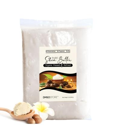 DMSOSTORE Refined Shea Butter Unscented 2 LB Bulk 100% Pure African Shea Butter for Hair & Dry Skin Deep Moisturizer for Face & Body DIY Whipped Body Butter Soap & Lip Balm