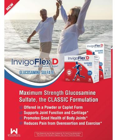 InvigoFlex D - 1500mg Glucosamine Sulfate Powder - Premium Joint Pain Relief Supplement - 30 Packets - Buy Online on GoSupps.com