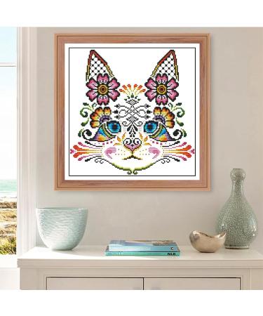 51buyoutgo Flower & Cat Cross Stitch Kit for Adults - Easy, Funny, Pre-Printed, 11ct Stamped Patterns - Embroidery Starter Kit for Beginners - 46x36cm - Buy Online on GoSupps.com