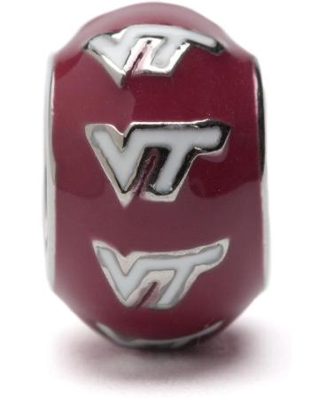 Virginia Tech Hokies White VT on Red Round Bead Charm - Officially Licensed Stainless Steel Jewelry - Buy Online on GoSupps.com