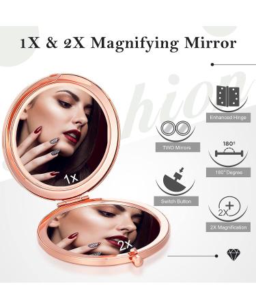6-Piece Diamond Magnifying Compact Cosmetic Mirror Set - Clear Rose Gold, 2.75 Inch, 1X/2X Magnification - Perfect for Travel, Bridesmaid Gift - Buy Online on GoSupps.com