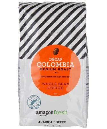 AmazonFresh Decaf Colombia Whole Bean Coffee, Medium Roast, 12 Ounce